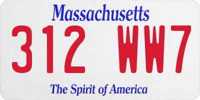 MA license plate 312WW7