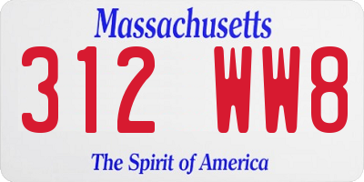 MA license plate 312WW8