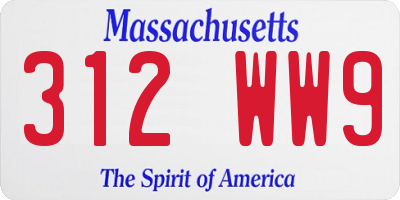 MA license plate 312WW9
