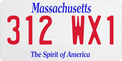 MA license plate 312WX1