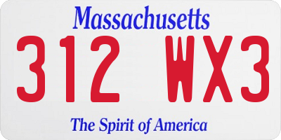 MA license plate 312WX3