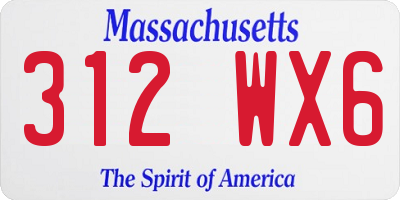 MA license plate 312WX6