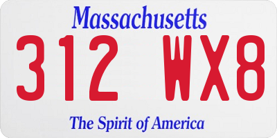 MA license plate 312WX8