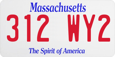 MA license plate 312WY2