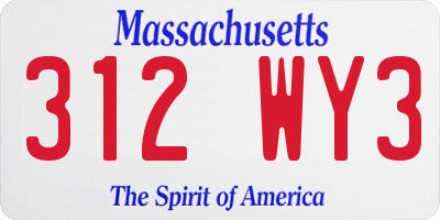 MA license plate 312WY3