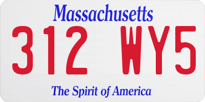 MA license plate 312WY5