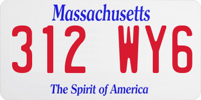 MA license plate 312WY6