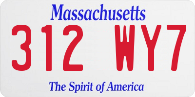 MA license plate 312WY7