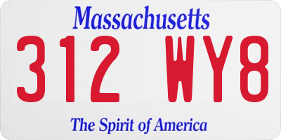 MA license plate 312WY8