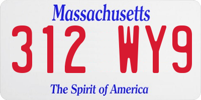 MA license plate 312WY9