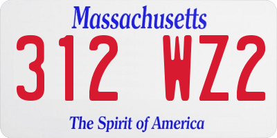 MA license plate 312WZ2