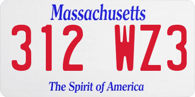 MA license plate 312WZ3