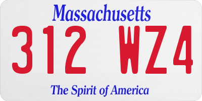 MA license plate 312WZ4