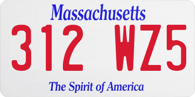 MA license plate 312WZ5