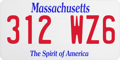 MA license plate 312WZ6