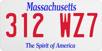 MA license plate 312WZ7