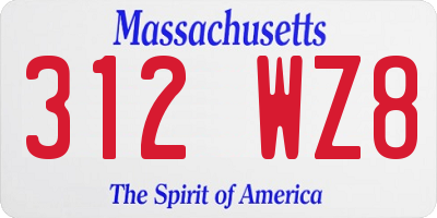 MA license plate 312WZ8