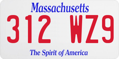 MA license plate 312WZ9