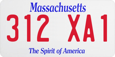 MA license plate 312XA1