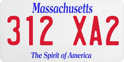 MA license plate 312XA2