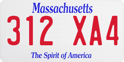MA license plate 312XA4