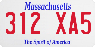MA license plate 312XA5