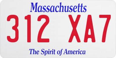 MA license plate 312XA7