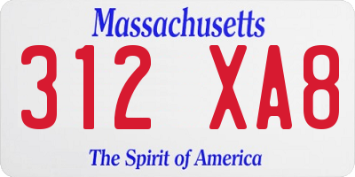 MA license plate 312XA8