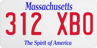 MA license plate 312XB0