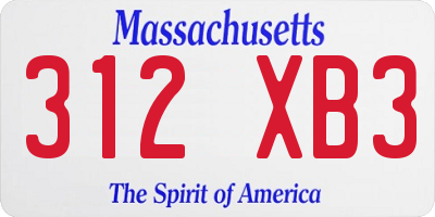 MA license plate 312XB3