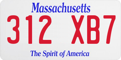 MA license plate 312XB7
