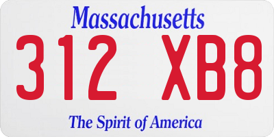 MA license plate 312XB8