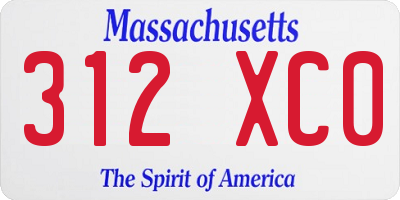 MA license plate 312XC0