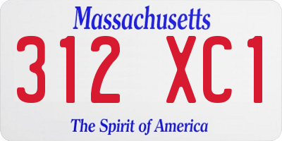 MA license plate 312XC1