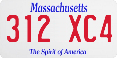 MA license plate 312XC4