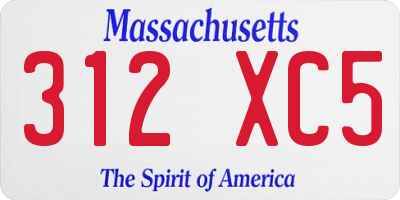 MA license plate 312XC5