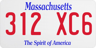 MA license plate 312XC6
