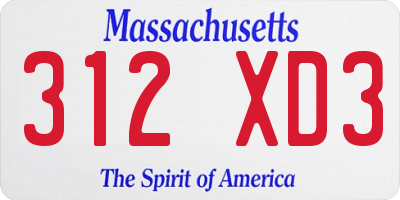 MA license plate 312XD3
