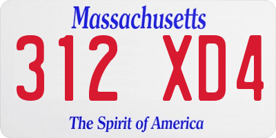 MA license plate 312XD4