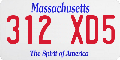 MA license plate 312XD5