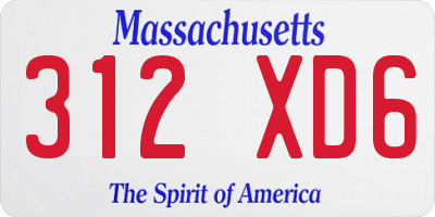 MA license plate 312XD6