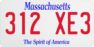 MA license plate 312XE3