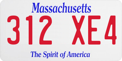 MA license plate 312XE4