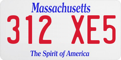 MA license plate 312XE5