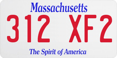 MA license plate 312XF2