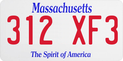 MA license plate 312XF3