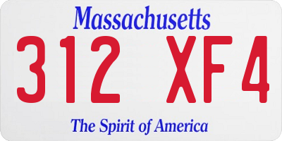 MA license plate 312XF4