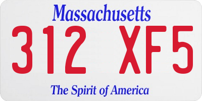 MA license plate 312XF5
