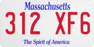 MA license plate 312XF6