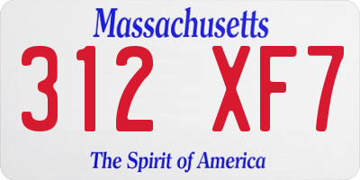 MA license plate 312XF7